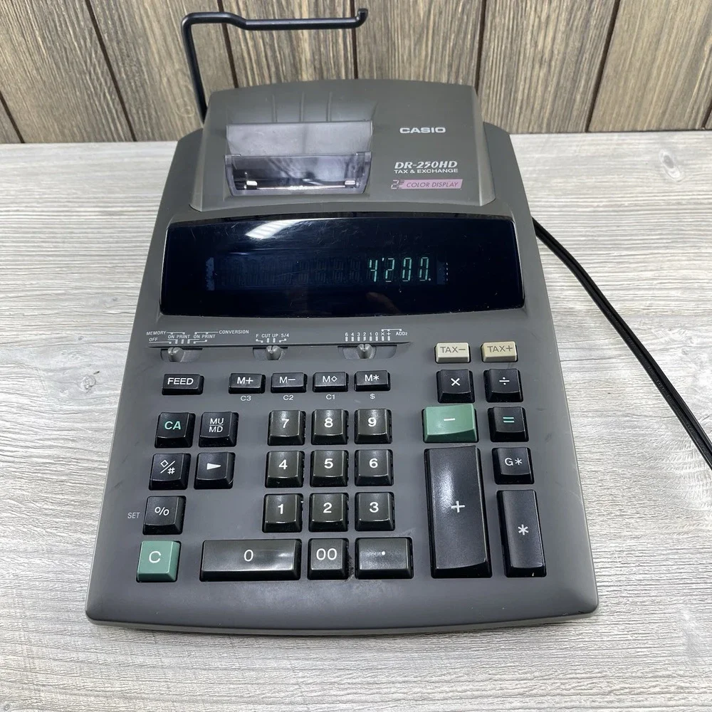 Casio DR-250HD Electronic 2 Color Printing Calculator Tax & Exchange
